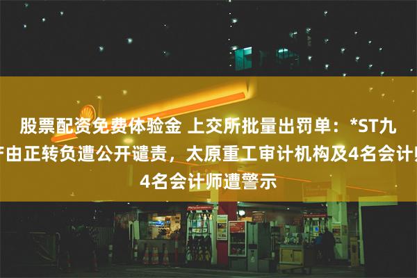 股票配资免费体验金 上交所批量出罚单：*ST九有净资产由正转负遭公开谴责，太原重工审计机构及4名会计师遭警示