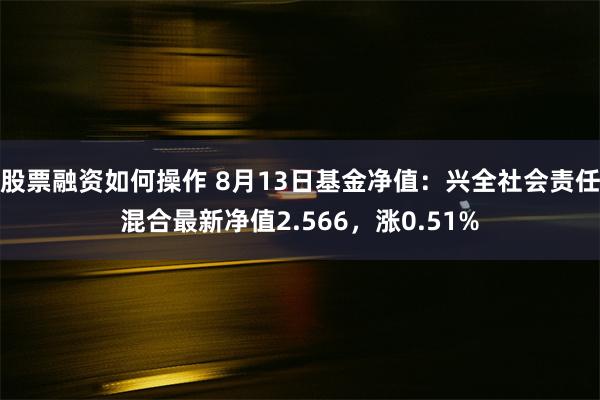 股票融资如何操作 8月13日基金净值：兴全社会责任混合最新净值2.566，涨0.51%