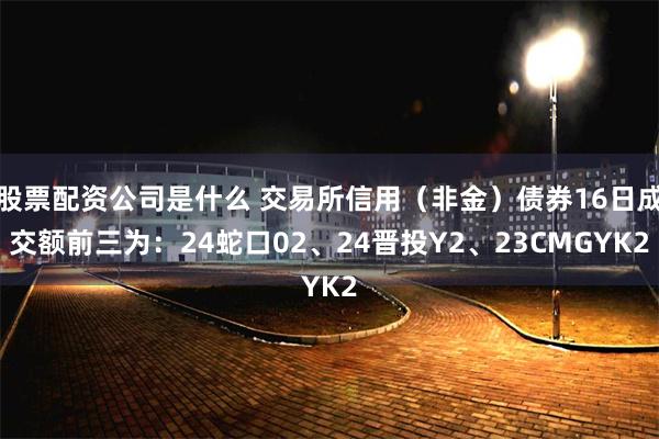 股票配资公司是什么 交易所信用（非金）债券16日成交额前三为：24蛇口02、24晋投Y2、23CMGYK2